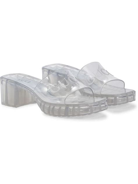 gucci logo platform sandals|gucci transparent sandals.